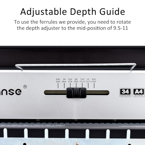 TIANSE Binding Machine, Wire Binder Machine 34 - Square Size Holes, Punching 120 Sheets, Bind 12 Sheets Book Maker with Sturdy Metal Construction Comes with 100pcs of 3/8" Wire Binding Ring