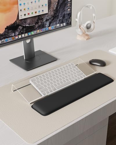 Laborio Computer Keyboard Wrist Rest, Keyboard Riser Stand for Desktop - color: Clear