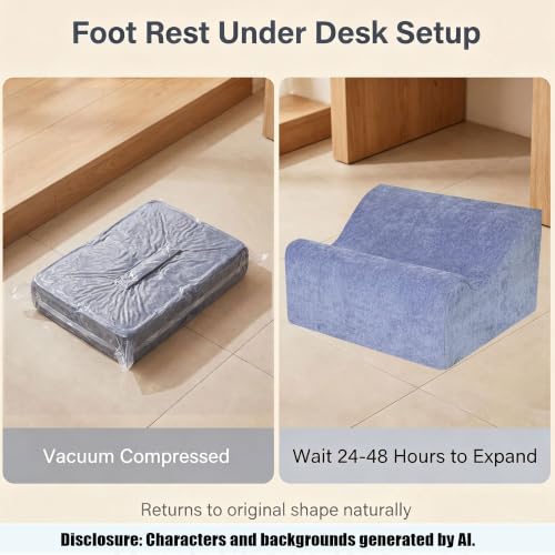 Foot Rest for Under Desk at Work, Soft Ergonomic Footrest, - color: Blue+aa