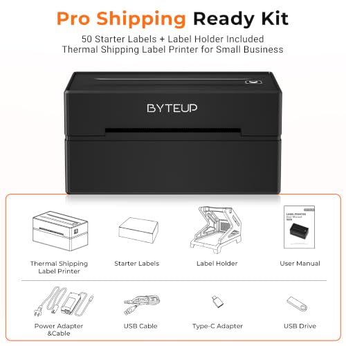 Bluetooth Thermal Shipping Label Printer, 4x6 Wireless for Business | Inkless 150mm/s 203 DPI, Intelligent Paper Return, for Phone Android Windows Mac Chromebook