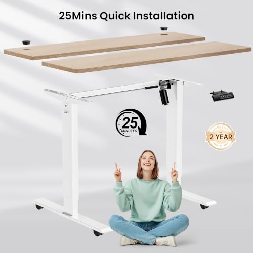 farexon 48 x 24 inch Standing Desk Electric Adjustable Height with Power Outlets, Stand up Desk with Wheels, Preset Heights Home Office Gaming Computer Workstations Table(Oak - color: Oak, size: 48 x 24''-Outlets