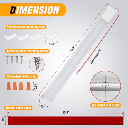 Nilight LED Interior Light Bar 2PCS 16.5 Inch Dimmable Strip Lights - color: 3 Color Interior Lights-16.5" 2PCS