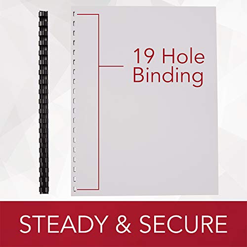 GBC Binding Spines/Spirals/Coils, 3/8", 55 Sheet Capacity, CombBind, Black, 100 per Box (4000044G)