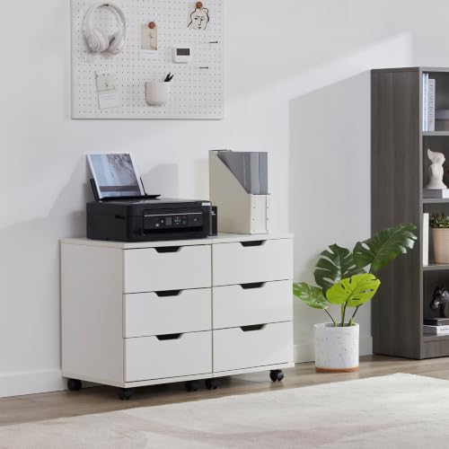 Farini Mobile File Cabinet for Home Office, 3 Drawer Chest Wood, Drawers Unit for Under Desk, Storage Drawers Cabinet White - color: White