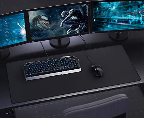 Large Extended Gaming Mouse Pad with Stitched Edges (31.5X15.7In) Mousepad - color: Black, size: 31.5L x 15.7W inches