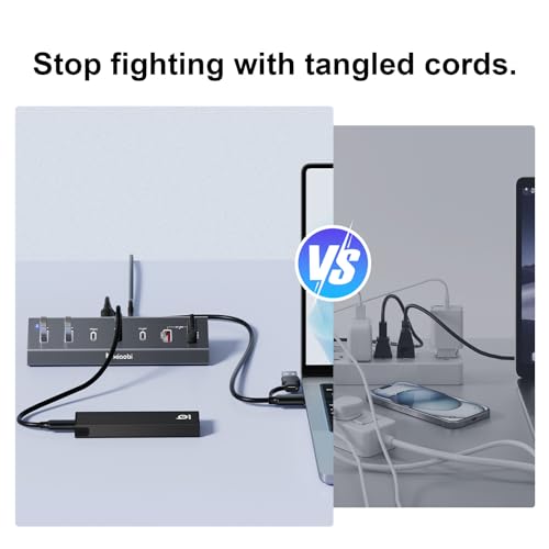 7 in 1 USB C Hub with 10Gbps Data Transfer, PD 45W & QC 18W Fast Charging - color: Gery