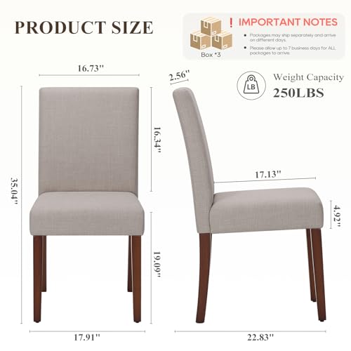MALOL Upholstered Dining Chairs Set of 6, Modern Fabric Dining Room Chair, Wooden Dining Chair, Kitchen Side Chairs, Farmhouse Dinner Chair with High Back for Kitchen, Brown - color: Brown, size: Set of 6