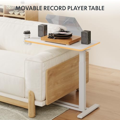 FLEXISPOT H7 32" Pneumatic Height-Adjustable Overbed Table with Wheels - color: White Maple, size: Large