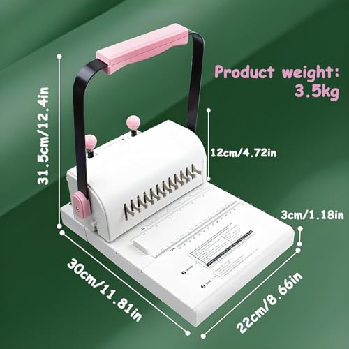 Electric Hole Puncher Double Coil Binding Machine with Ruler - Punches Up to 20 Sheets for Notebooks, DIY Projects, and Paper Crafting