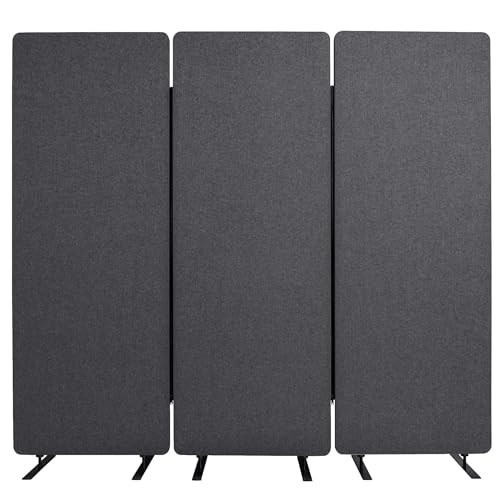 Stand Up Desk Store ReFocus Freestanding Noise Reducing Acoustic Room Wall Divider Office Partition (Ash Grey, 72" x 66", Zippered 3-Pack)