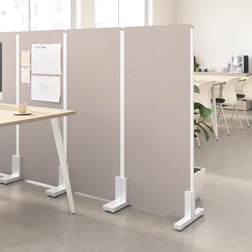 Bush Business Furniture 24W x 55H Freestanding Privacy Screen in Warm Beige, Standing Office Partition with Acoustic Sound Dampening Panel - color: Warm Beige