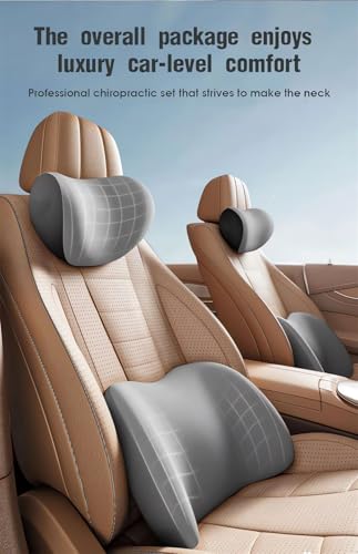 Car Headrest & Lumbar Support Cushion Ergonomic Car Seat Neck Back Rest Pillows Orthopedic Memory Foam Head Rest and Lower Lumbar Support Pillow Set Backrest Driving Seat Office Chair Support (Blue) - color: Blue