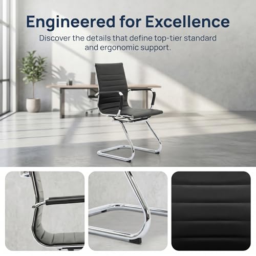 HNY 4-Pack PU Leather Office Guest Chairs - color: Black, size: 4 PCS