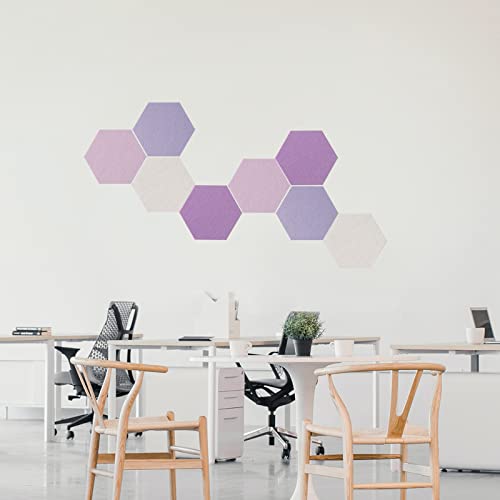 LAJAR 8 Pcs Self Adhesive Large Felt Bulletin Board Tiles | Hexagon Color Felt Pin Board Wall Tiles for Photos, Pictures, Memos - color: Pink