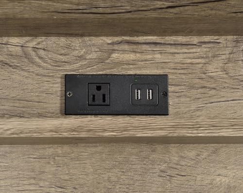 Desk with USB Port and Electrical Outlet - Light Brown
