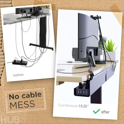 Scanfield Under Desk Cable Management Tray, No-Screw, 17-Inch, 4-Pack Black - color: Black, size: 4pcs Self Adhesive