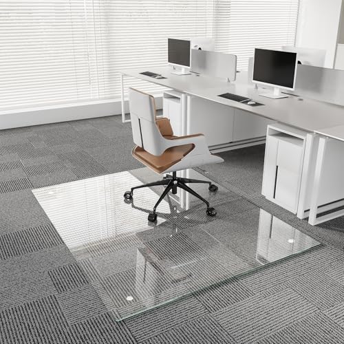 Koonmi Glass Chair Mat for Carpet, 32"x54" Thick Office Chair Mat - size: 32"x54"