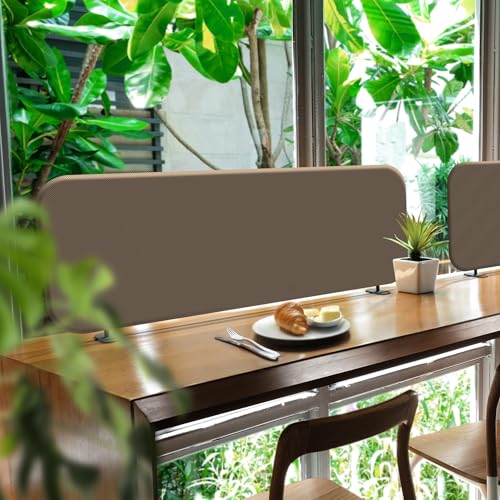 DECOLAB Desk Divider, Privacy Tabletop Partition Panel 48"x18", Taupe - color: Taupe