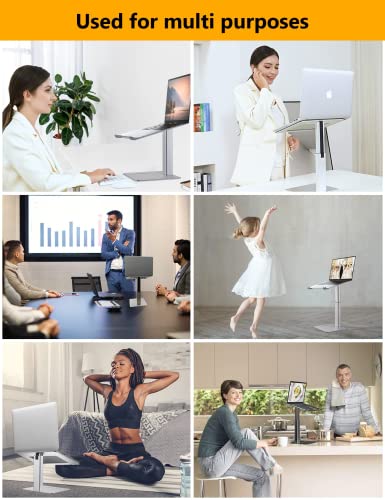 Laptop Stand for Desk, Ergonomic Sitting and Standing Laptop Riser for Notebook MacBook 11-17 Inches,DJ Laptop Stand Adjustable Height from 7-15 Inches Aluminum(Silver) - color: Silver