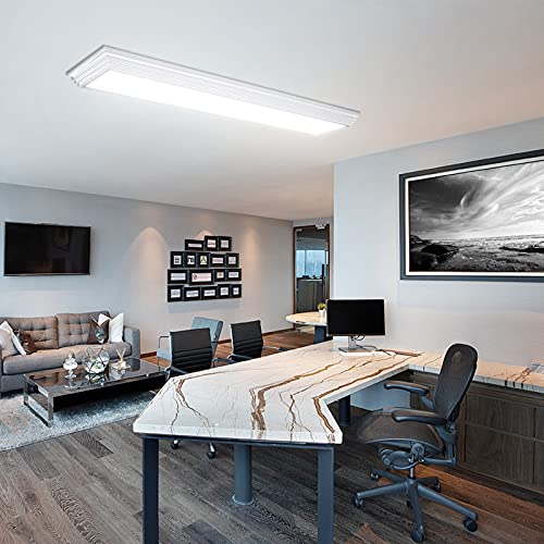 FAITHSAIL Dimmable 4FT LED Wraparound Light, 3 Color Temperature 3000K/4000K/5000K CCT 50W 5500LM 4 Foot Kitchen LED Light Fixture, Flush Mount 48 Inch Linear Ceiling Lighting Fixture, 2 Pack - size: 4 FT-2 Pack