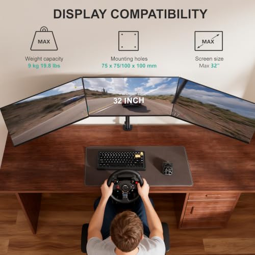WALI Triple Monitor Mount for 13-32 inch Screens, up to 19.8 lbs per Arm - color: Black (Adjustable), size: Triple