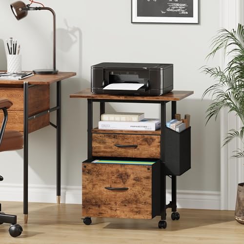 GYIIYUO 2 Drawer File Cabinet 24''W, Mobile Filing Cabinet, Printer Stand - color: Light Brown