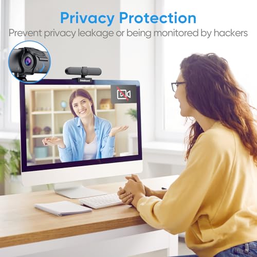Full HD 1080P Webcam with Microphone, Auto-Light Balance, Privacy Cover