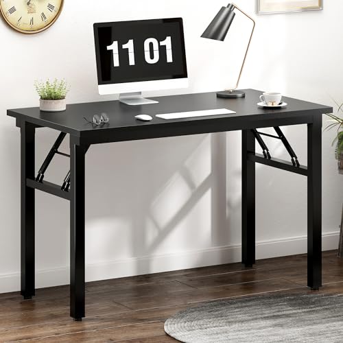 Need Folding Computer Desk - 39.4 Inch Foldable Office Writing Work Study Kids Student Teacher Home Bedroom Table for Small Space, Black - color: Black, size: 39.4 inches