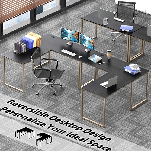 SHW Mission 55 x 60 L-Shape Home Office Computer Desk, Espresso - color: Espresso, size: 55-Inch L-Shaped