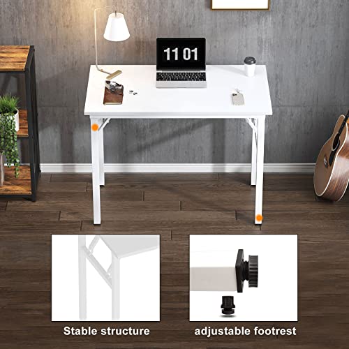 Need Small Folding Computer Desk, 31.5 Inch Writing Table, White - color: White, size: 31.5 inches