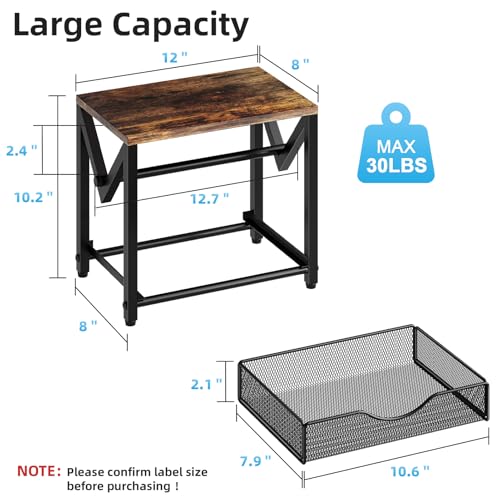 Marbrasse Label Holder for Rolls and Fanfold Labels, Wood Label Printer Holder With Drawer, Shipping Label Stand for Thermal Printer, Sticker Roll Holder for Home, Office, Small Business , Wood Brown - color: Wood Brown