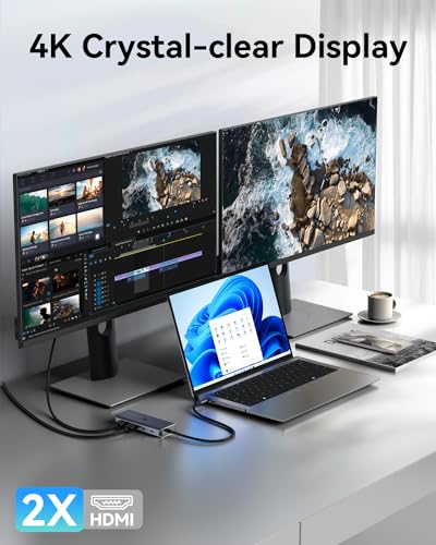 9-in-1 Docking Station Dual Monitor 4K LIONWEI USB C Hub for Laptop Mac - color: 9-in-1 (2 HDMI)