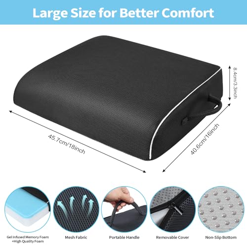 Large Memory Foam Seat Cushion, Non-Slip Cover Chair Pad for Tailbone Pain Relief & Soft Support, Suitable for Office Chairs, Car Seats, Airplane Seats, 3.3" - Black - color: Black, size: 18"x16"x3.3"