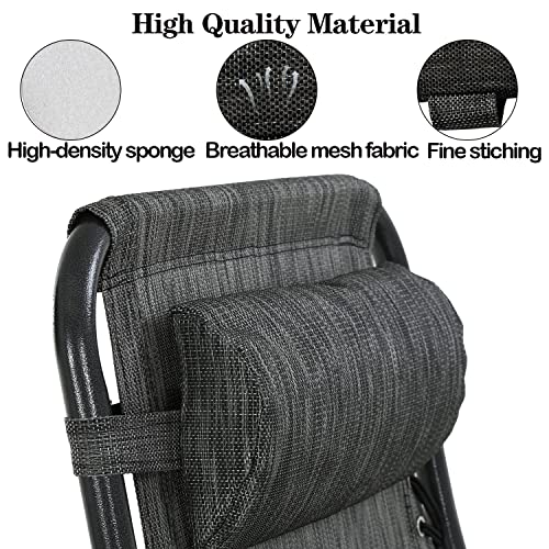 Ostlttyn Zero Gravity Chair Replacement Pillow Headrest with Elastic Band, Universal Soft Removable Padded Cushion Head Pillows for Zero Gravity Lounge Folding Patio Lawn Recliner Chairs, Grey - color: Grey, size: 1 Pack