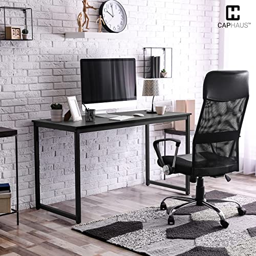 CAPHAUS 55 Inch Computer Desk, Home Office Desk, Modern Work Desk, Writing Desk for Small Space, Simple Desk for Home Use & Office, PC Table, Gaming Desk, Space-Saving Workstation, Black - size: 55 inch