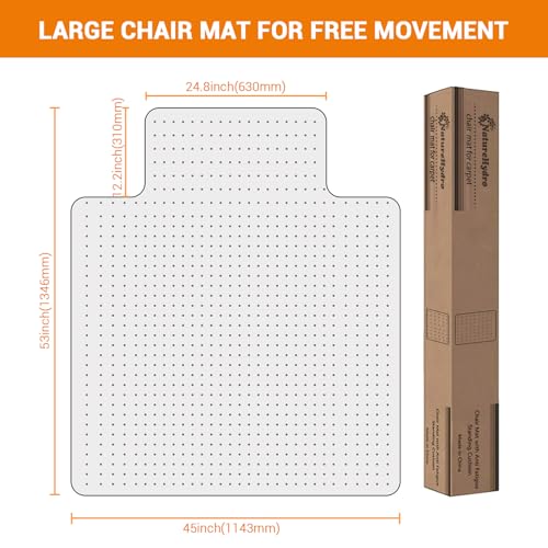 Office Chair Mat for Carpet, 45'' x 53'' Computer Desk Chair Mat for Carpeted Floors, Easy Rolling Hard Mat for Office Chair on Carpets Anti-Slip Carpet Protector Mat Clear Ship Flat - size: Convex with nails 45*53in