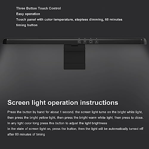 Computer Monitor Lamp, 5V 1A Type C Power Asymmetrical Optical Dimmable Monitor Light Bar for Curved Screen Computer Screen Devices