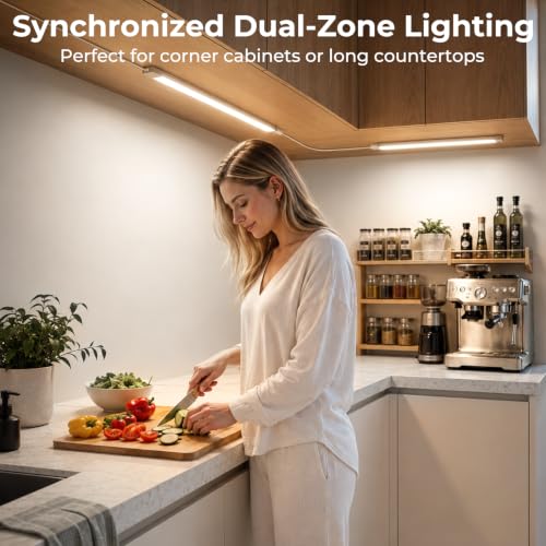 ASOKO LED Under Cabinet Lighting, Plug-in Integrated 2-Bar Under Counter Lights with On Off Switch, 1400LM Bright Linked ETL Light Bar 6000K Cool White for Kitchen Cabinets, Shelves, Workbench - color: Cool White, size: 16 Inch 2-Bar 1-Pack