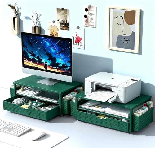 Spacrea Desk Organizers and Accessories, Printer Stand with Storage, Green - color: Green