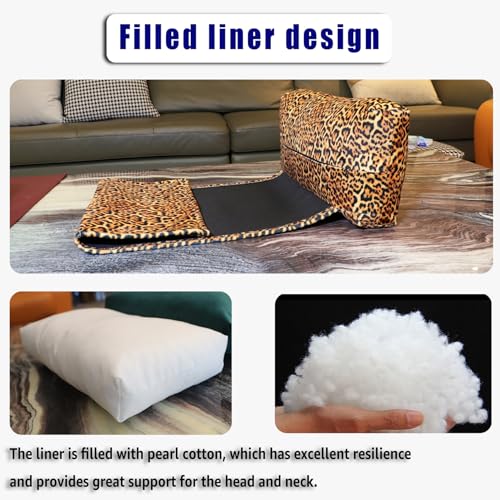 Velvet Recliner Headrest Pillow, Non-Slip Neck Support, Leopard - color: Leopard