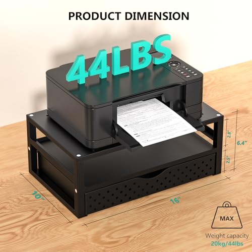 WALI Monitor Stand Riser with Drawer | Desk Organizers and Accessories for Computer, Printer, Laptop Stand for Home Office Supplies, (PTT005-B), 1 Pack, Black - color: Black, size: 16"L * 10"W,14" 1 Drawer