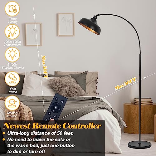 Arch Floor Lamps with Remote, Dimmable Floor Lamp 70” Black Tall Lamp - color: Black
