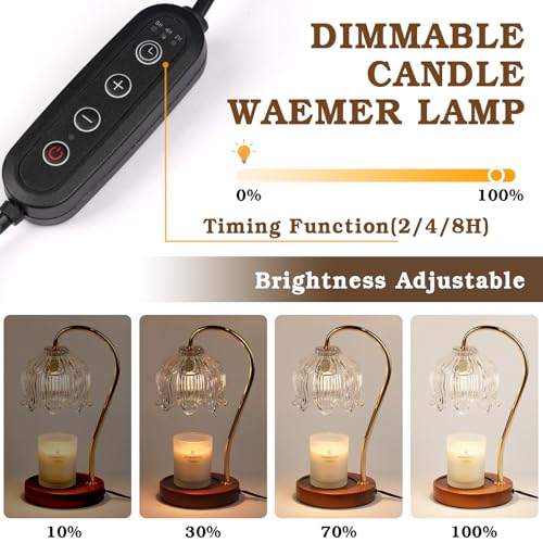 Funistree Flower Candle Warmer Lamp with Timer, Dimmable Candle Lamp Warmer, Christmas Birthday Gifts for Women Mom Her, Housewarming Home Decor, Lotus Wax Warmer for Yankee Candles - Clear Lily - color: 07 Clear