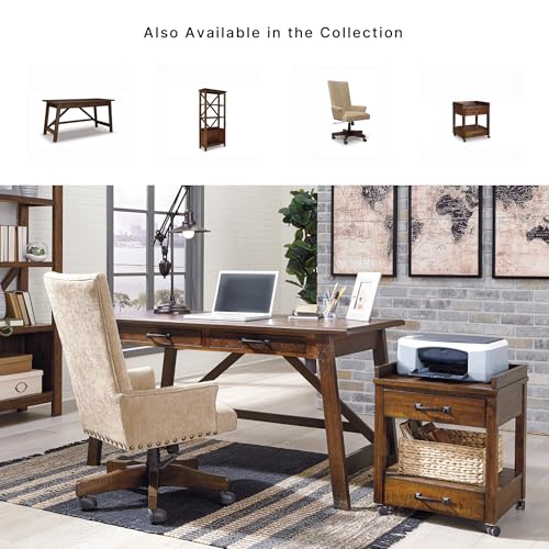 Signature Design by Ashley Rolling Printer Stand with Storage, Rustic Brown