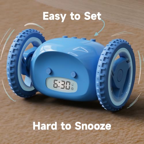 CLOCKY Runaway Digital Loud Rolling Alarm Clock for Heavy Sleeper Adults - color: Blue
