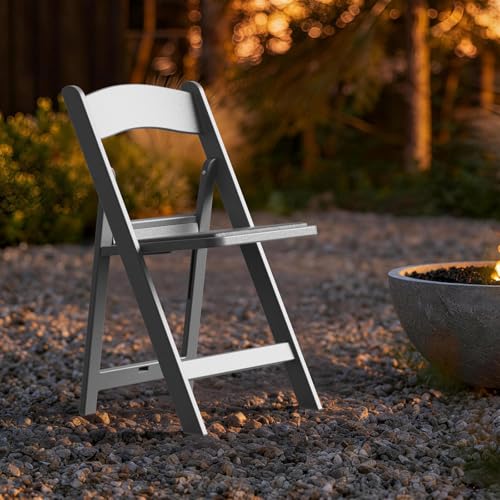 Nazhura Garden and Patio Folding Chair for Events and Wedding, Lightweight with Padded Seat, Water-Proof, Double Braced Frame, Non-Slip Feet, 350LB Capacity - color: Grey