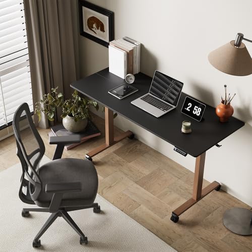 Monomi Electric Standing Desk 55”x24”, Height Adjustable Desk with Wheels - color: Black, size: 55