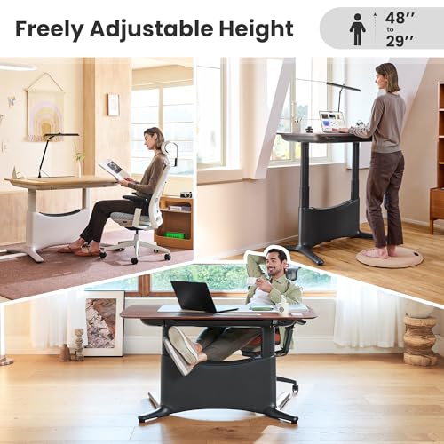 COLAMY Electric Standing Desk 55x28 Inch, Wobble-Free Dual Motor Sit Stand Up Home Office Computer Desk, Motorized Workstation Gamer Studio Table with Drawers, Outlets & Footrest,Oak White - color: Black Oak + White