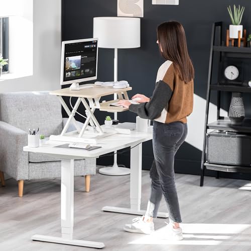 VIVO Light Wood 28 inch Standing Desk Converter, DESK-V028KF - color: Light Wood, size: 28"