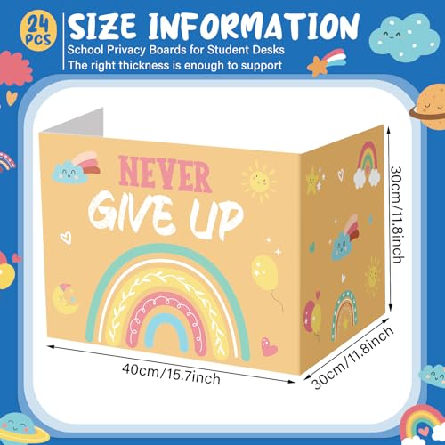 Honoson 24 Pcs Inspirational Privacy Folders for Students | Cardboard Desk Shields with Motivational Words, 6 Designs for Classroom Study, Tri-fold Exam Dividers, Bulk Test Boards - style: Bohemian